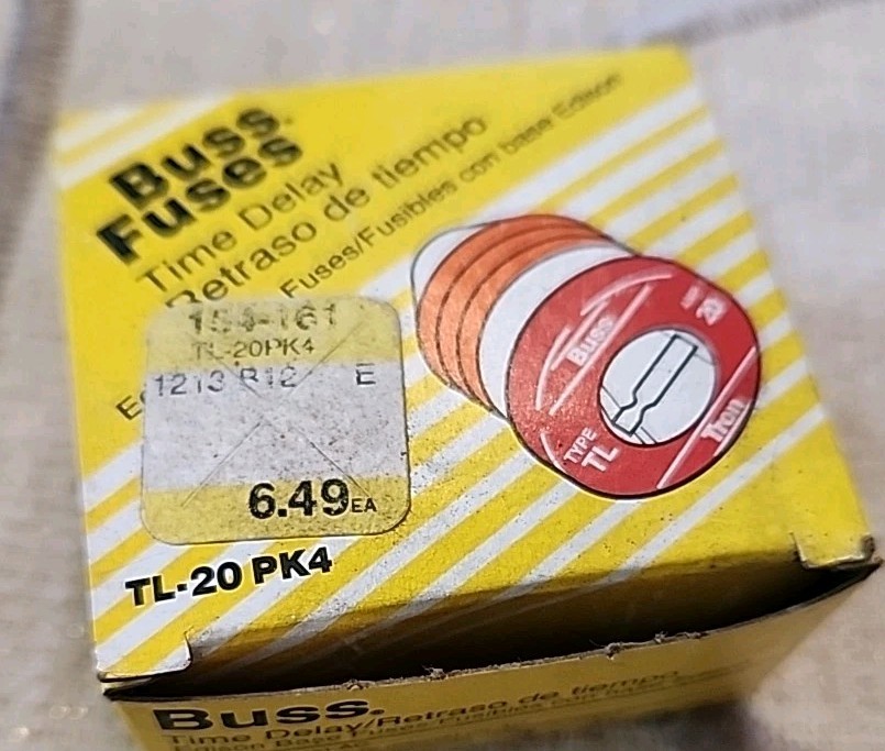 Buss TL 20 Time Delay Fuses ~ TL-20 ~ 3 of 4 Pack Box