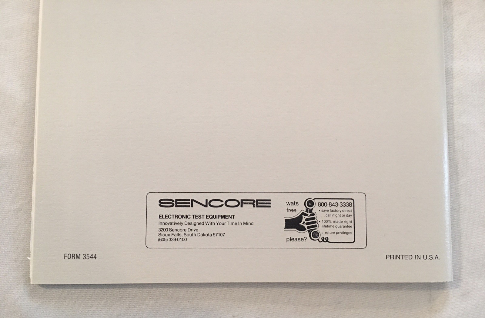 NEW ORIGINAL SENCORE FS74 Channelizer Operation Application & Maintenance Manual