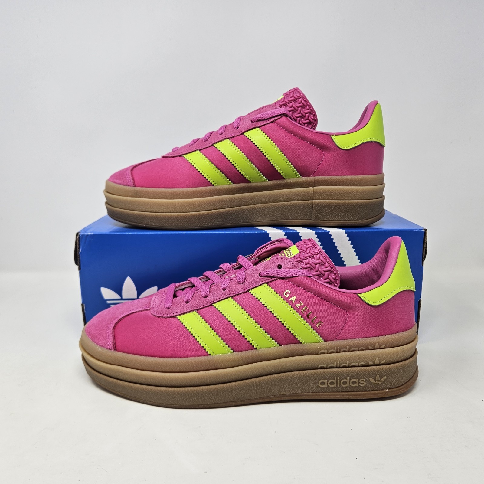 Adidas Gazelle Bold 'Lucid Fuchsia Solar Slime Satin' / JI2705 / Wmns Size 10