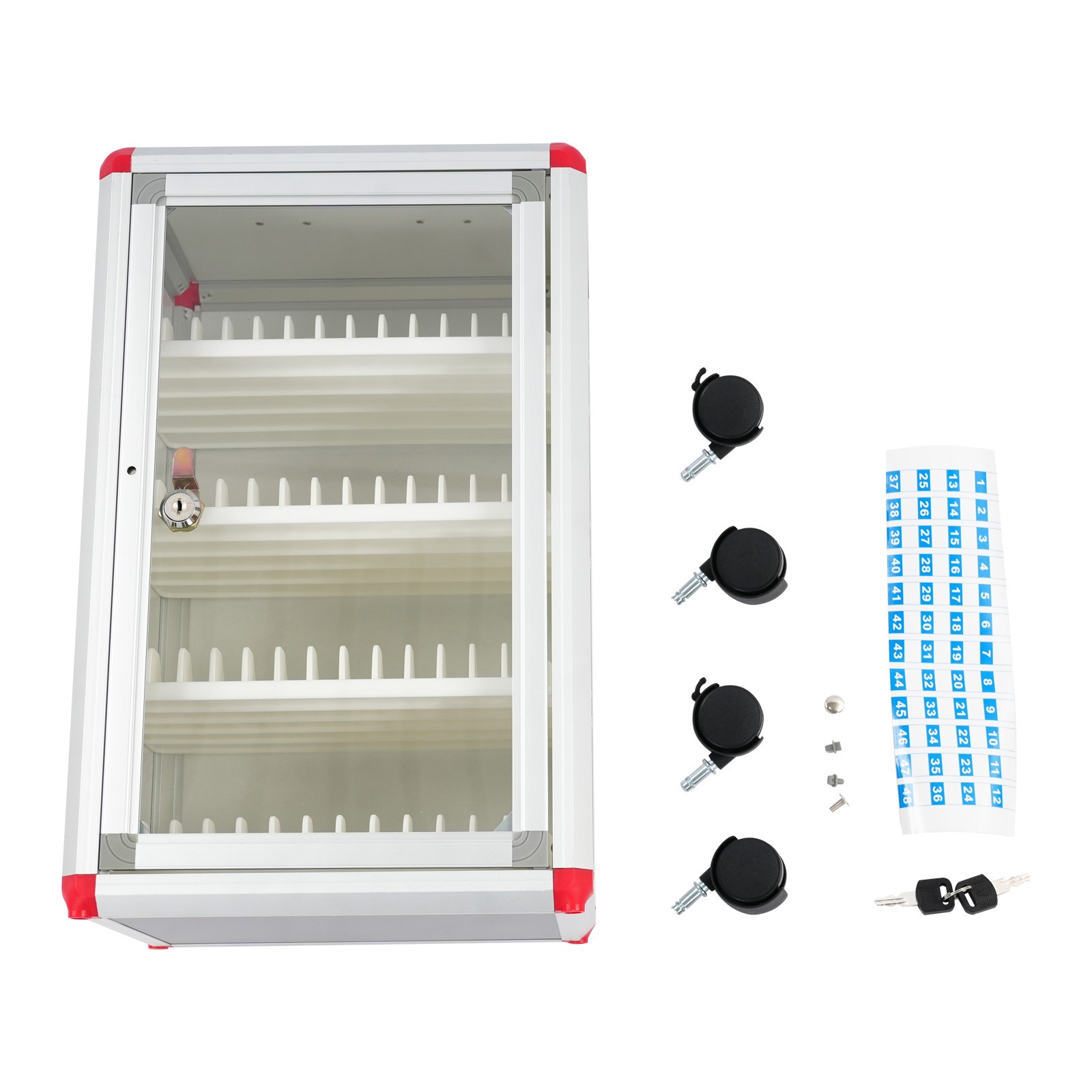 48 Slots Mobile Phone Storage Cabinet with Wheels Portable Cell Phone Locker