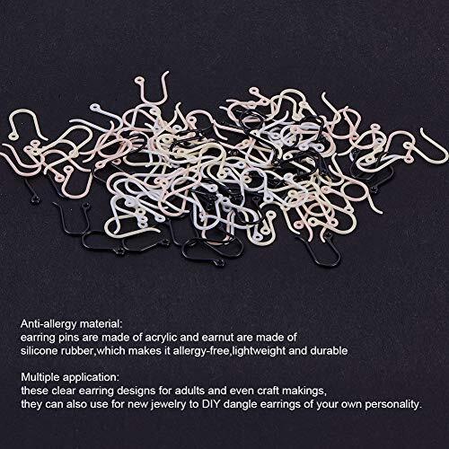 120pcs Earring Hooks, 4 Color Non-Allergenic Plastic Ear Wire Hooks Earring