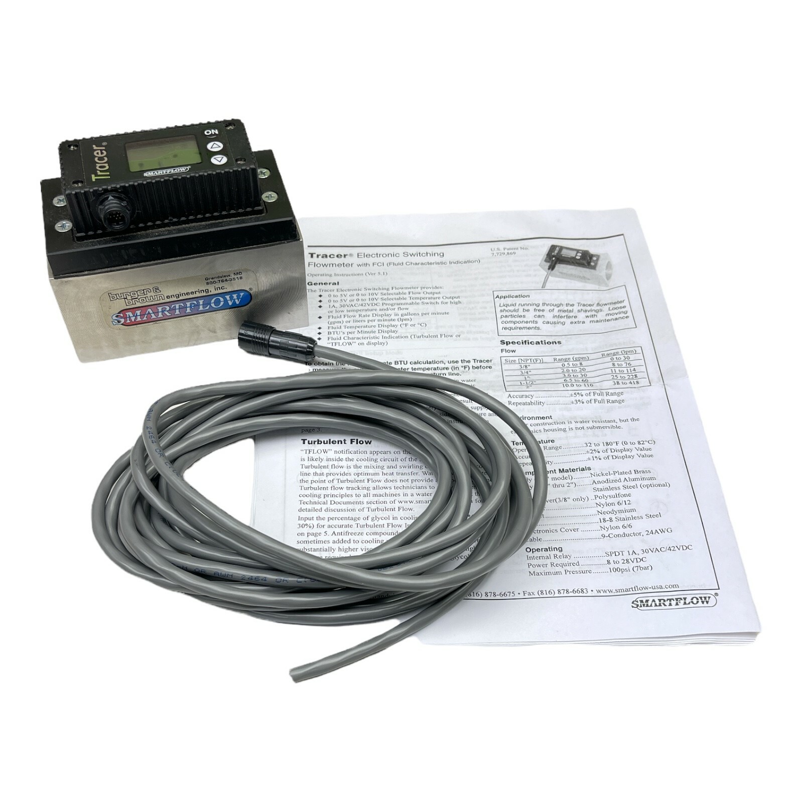 TRACER ELECTRONIC SWITCHING FLOWMETER wFCI SMARTFLOW NEW/UNUSED SURPLUS