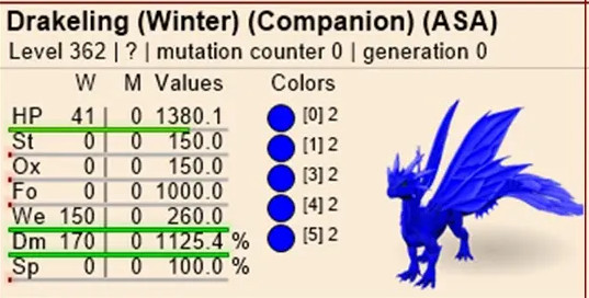 Ark Survival Ascended PVE-ASA- Drakeling-Winter-450 Colors-DIno-Official