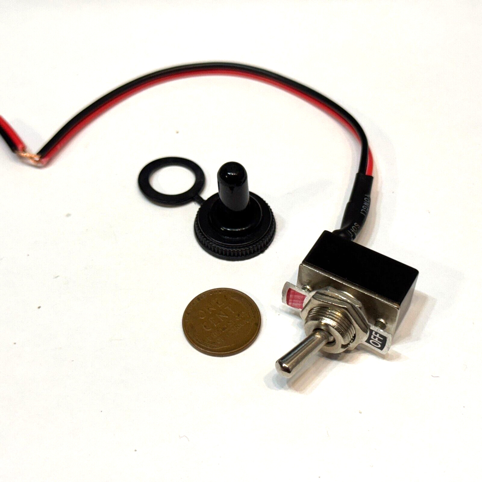Wired Waterproof Toggle Switch boot cap On/Off  SPST Metal 12v Wires 1/2" c15