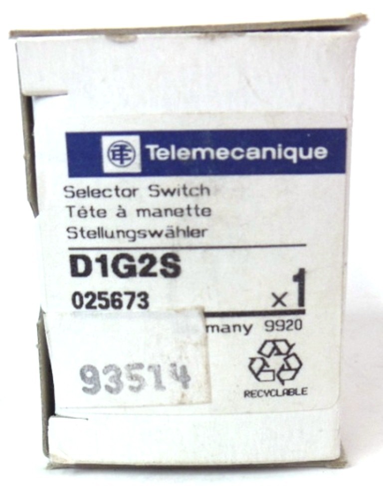 TELEMECANIQUE, 2 POSITION SELECTOR SWITCH, D1G2S, NEW IN BOX