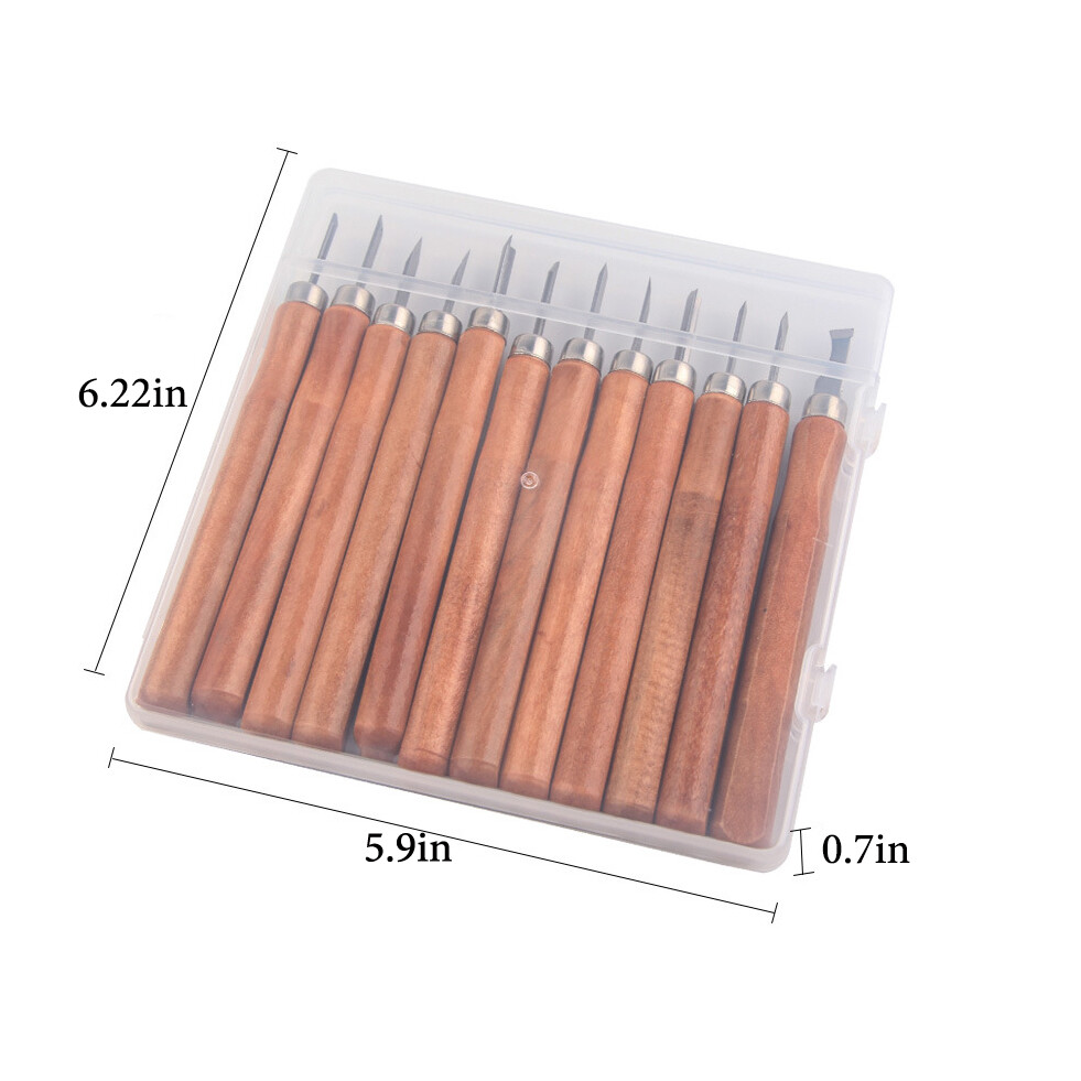12Pcs Silver& Brown Carving Tools For Printmaking& Cork Carving W/ Storage Box