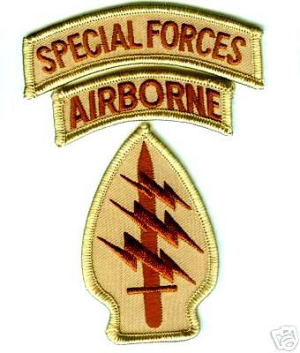 US ARMY SP OPS SPECIAL FORCES GROUP SFG burdock-vêlkrö INSIGNIA + AIRBORNE TAB