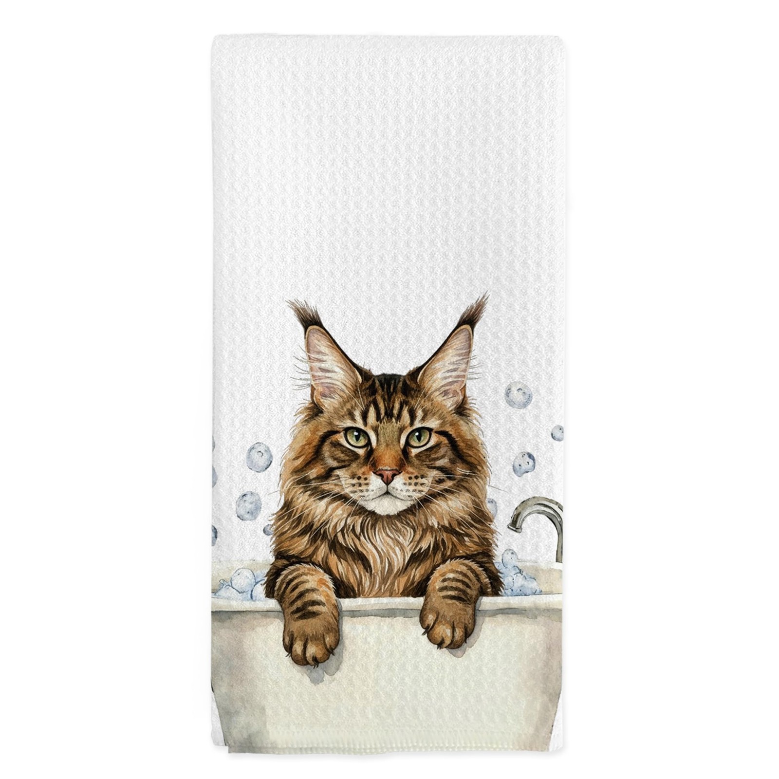 nvucamd Funny Maine Coon Gifts Hand Towels, Cats Bathroom Decor, Maine Coon Cat