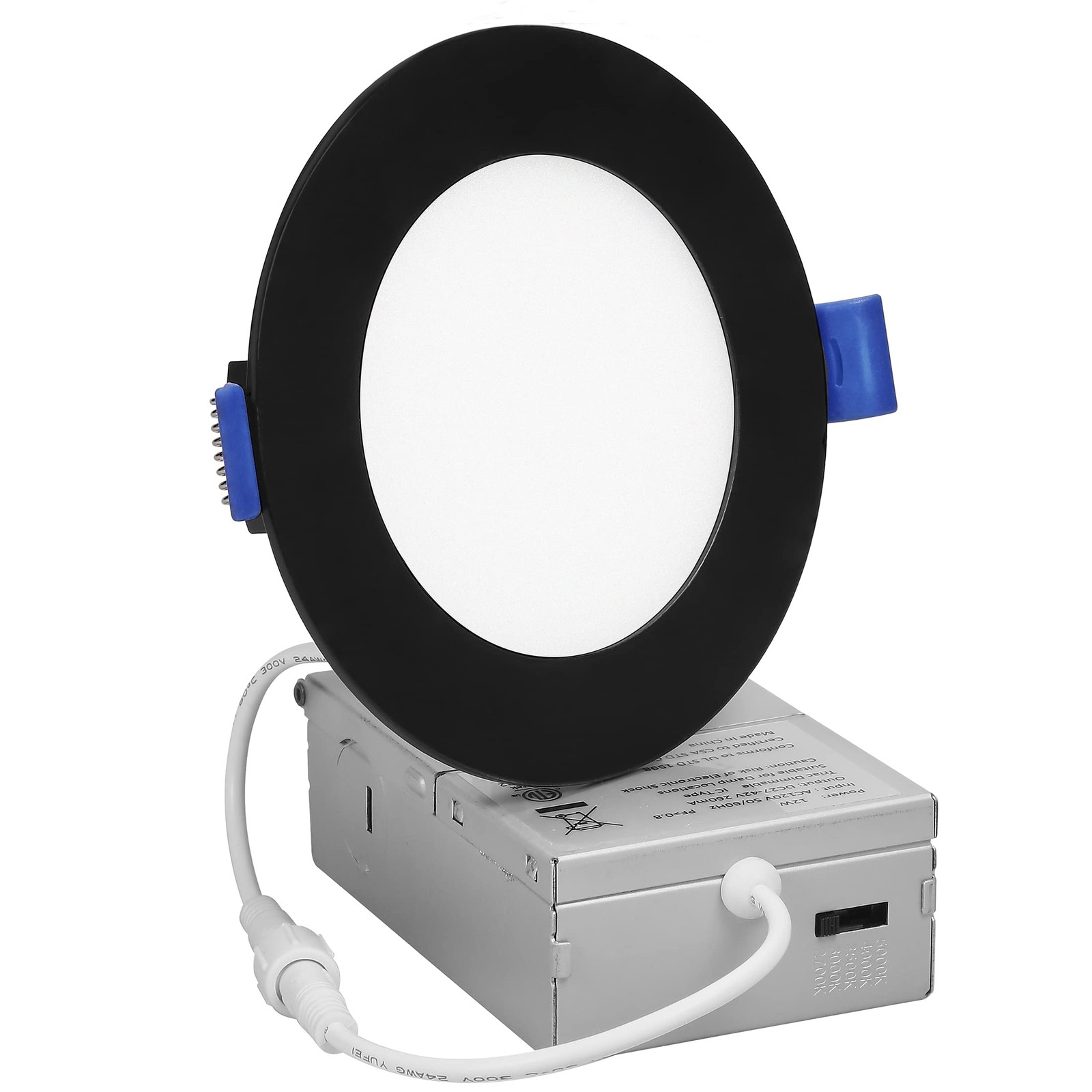 Maxxima 4 in. 5CCT Ultra Thin Recessed LED Downlight - Single Pack, Black