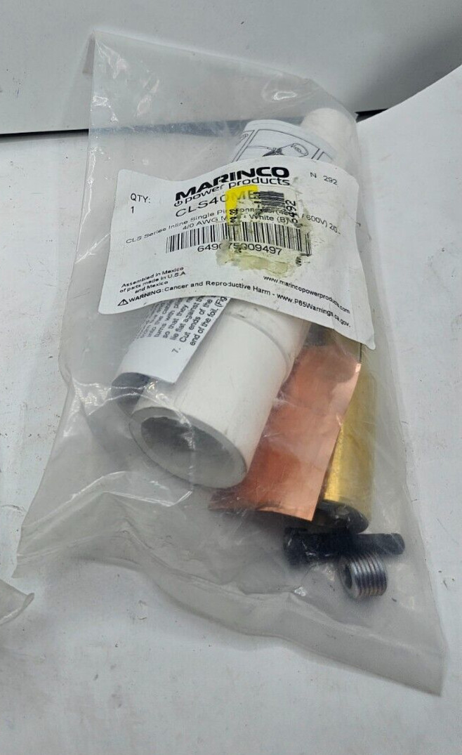 Marinco Power Products CLS 4/0 Inline Male White Brass 400Amp 600V CLS40MB-B