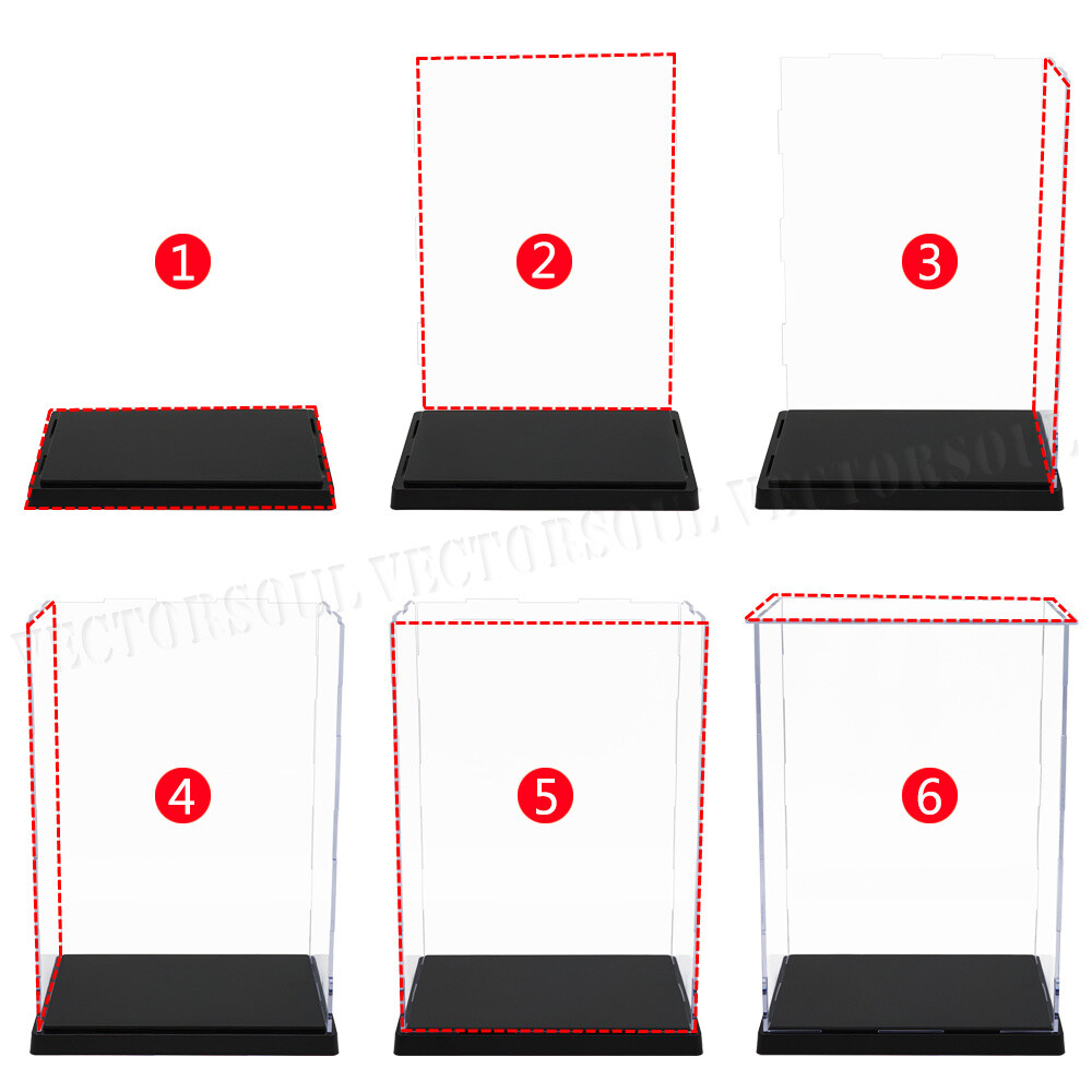 US Perspex Clear Acrylic Display Case 10.3in H Box Plastic Base Dustproof Figure
