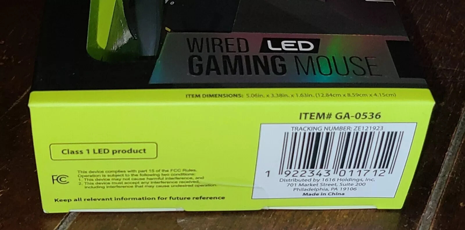 TITAN Wired LED Gaming Mouse w/4 Adjustable DPI Modes #GA-0536