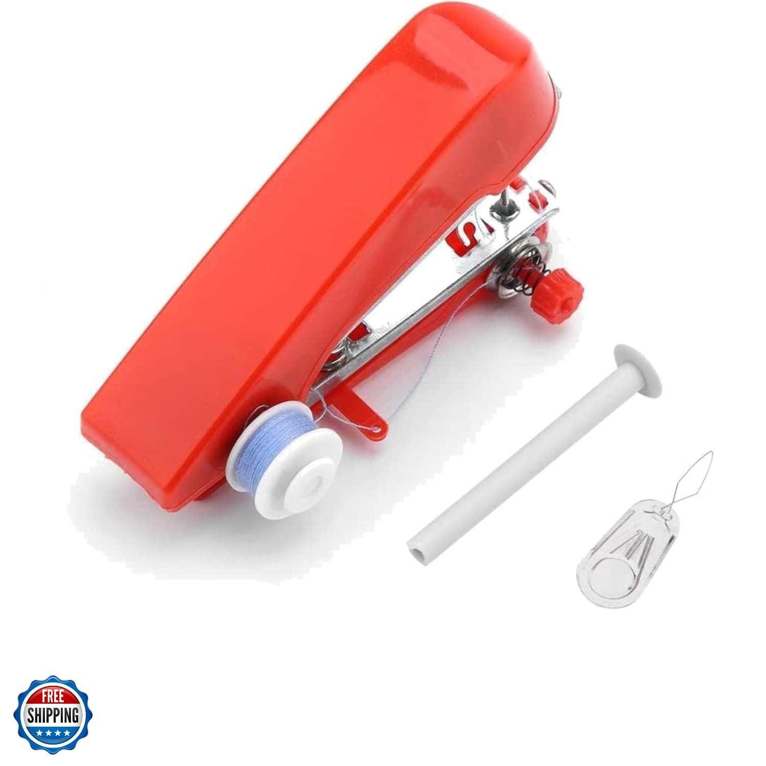 1Set Red Sewing Machine,Handheld Sewings Machine Mini Portable Stitch Manual ...