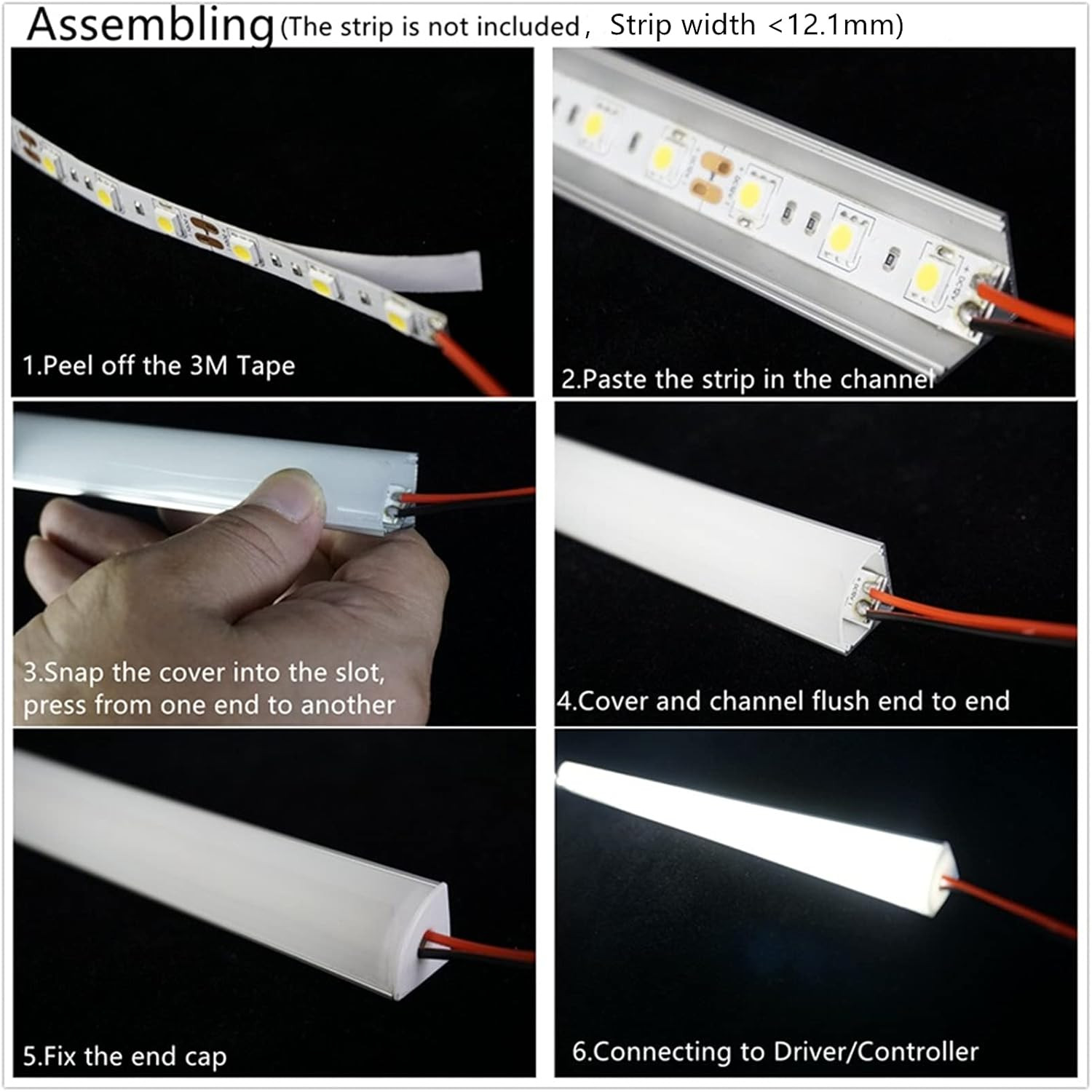 UV Resistance 6.56FT V Shape LED Strip Channel Diffuser,10-Pack Aluminum Profile