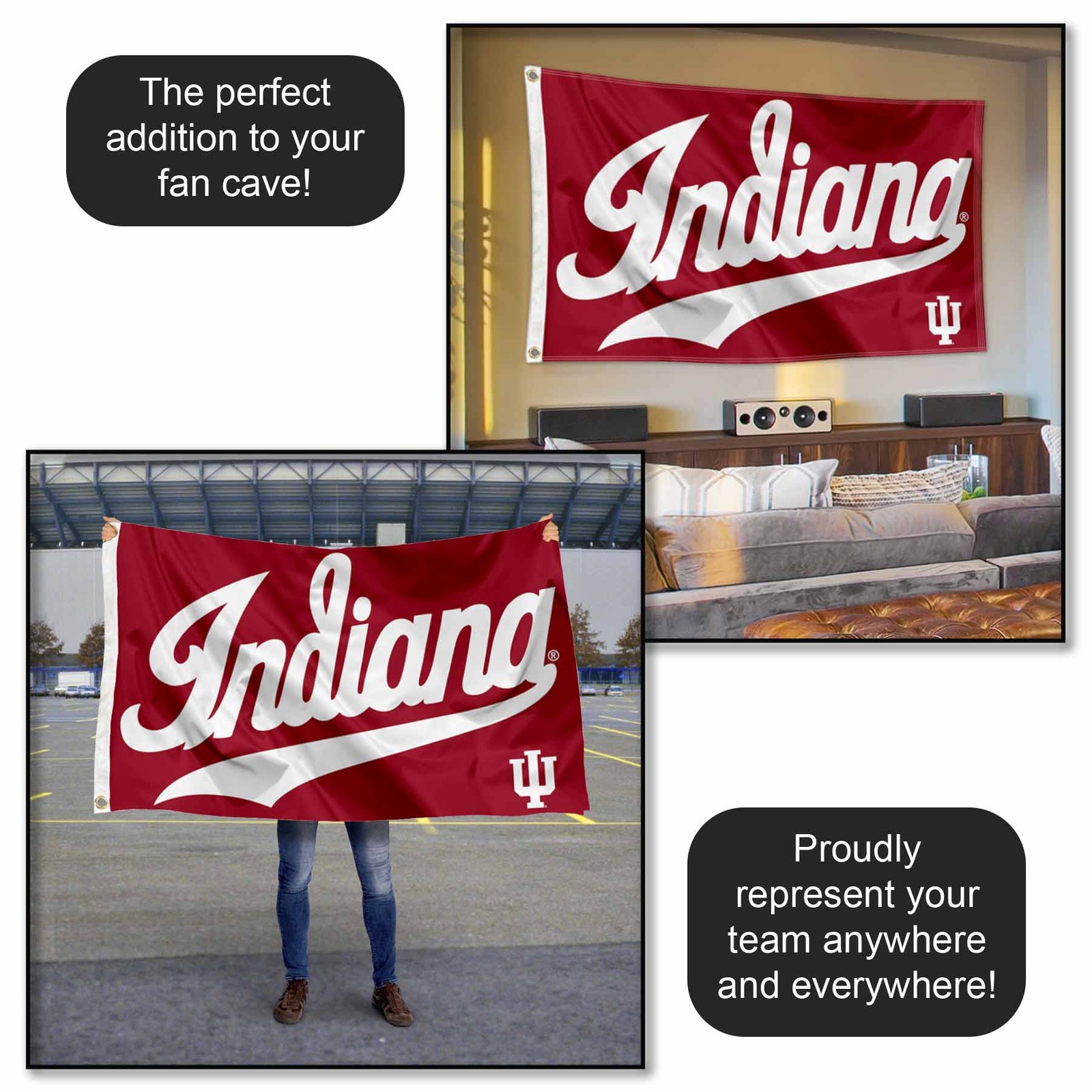 Indiana Hoosiers Script Wordmark Large Outdoor Flag