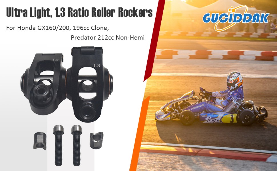 CNC Aluminium 1.3 Ratio Roller Rockers arm for 196cc 212cc GX160 GX200 Non hemi