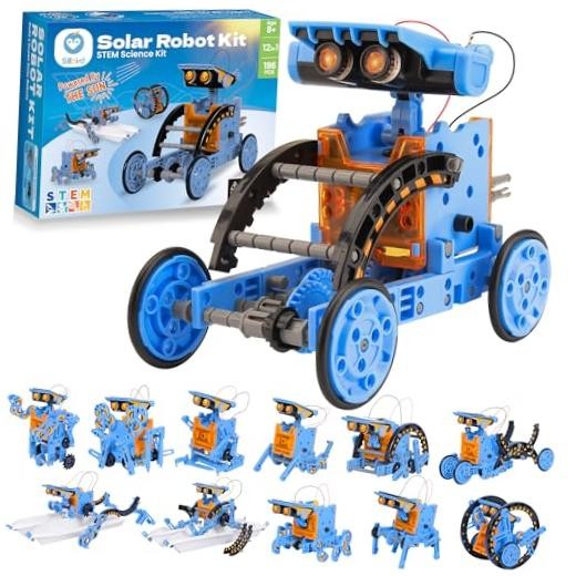 Solar Building Robot Kit 12-in-1 STEM Gift for Boys Ages 8-13 | Sun or