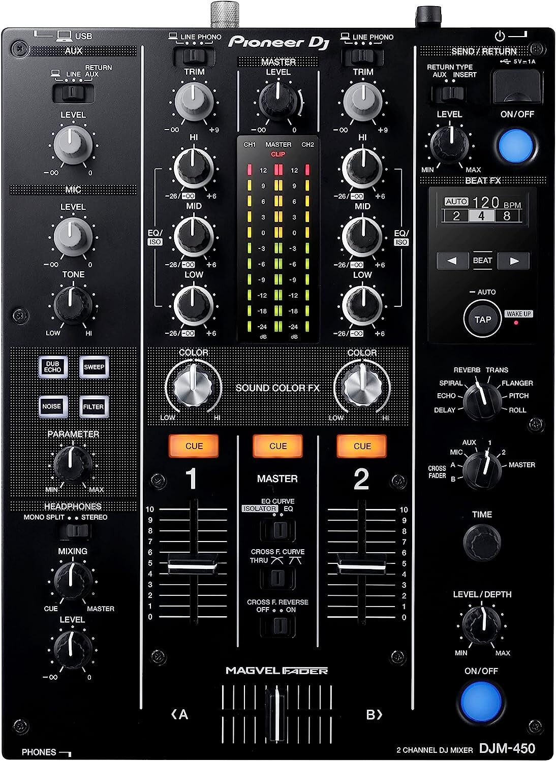 Pioneer DJ DJM-450 Compact Two-Channel DJ Mixer DJM450 Black PROAUDIOSTAR