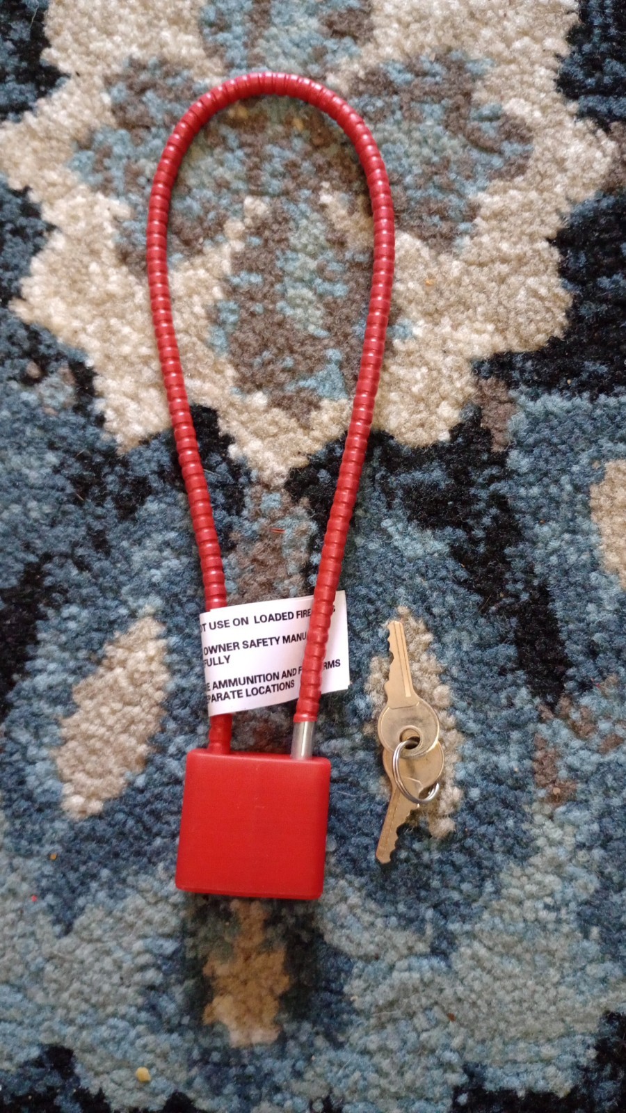 New With Two Keys Red Pistol/Rifle Lock Includes Instructions And Safety Warning