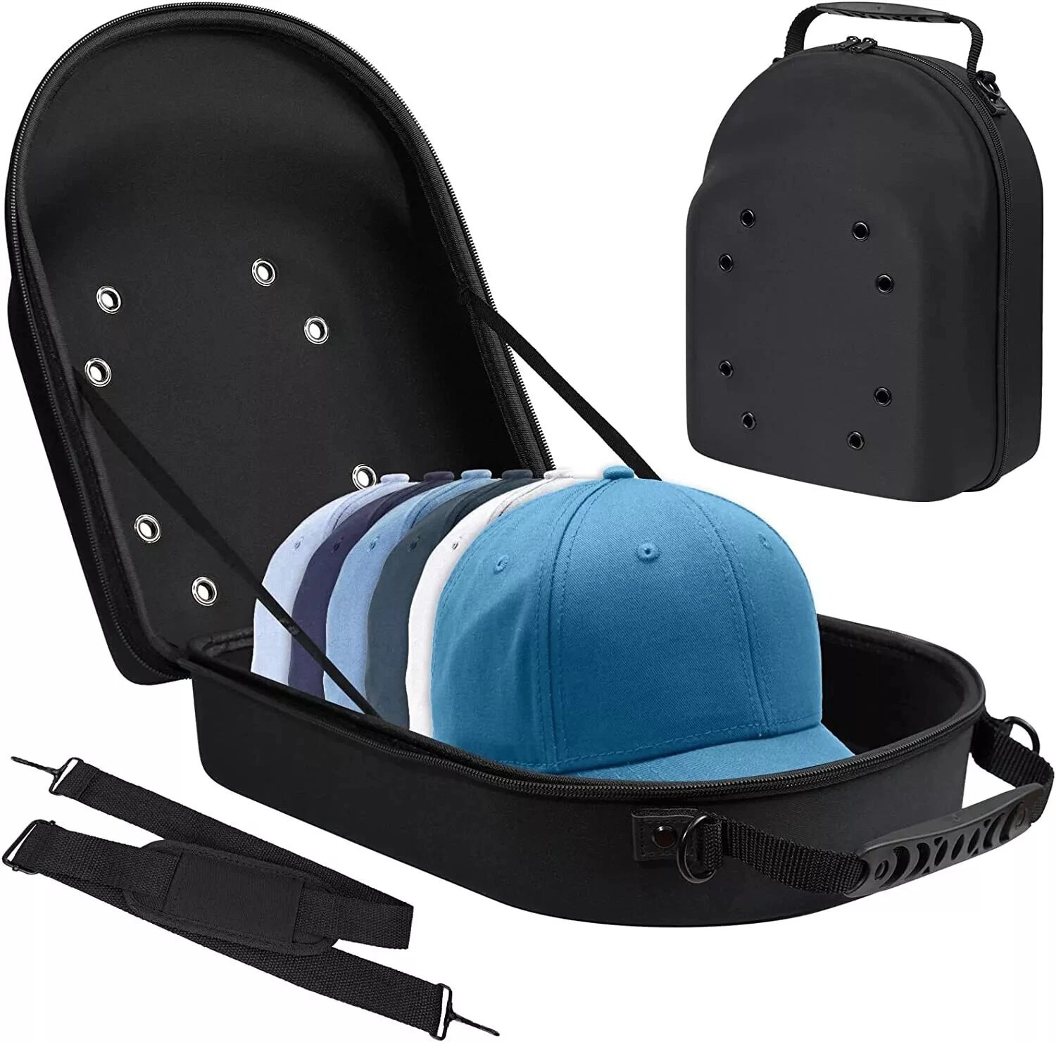 Hat Travel Case Hard Baseball Hat Case Carrier Storage Bag with Shoulder Strap