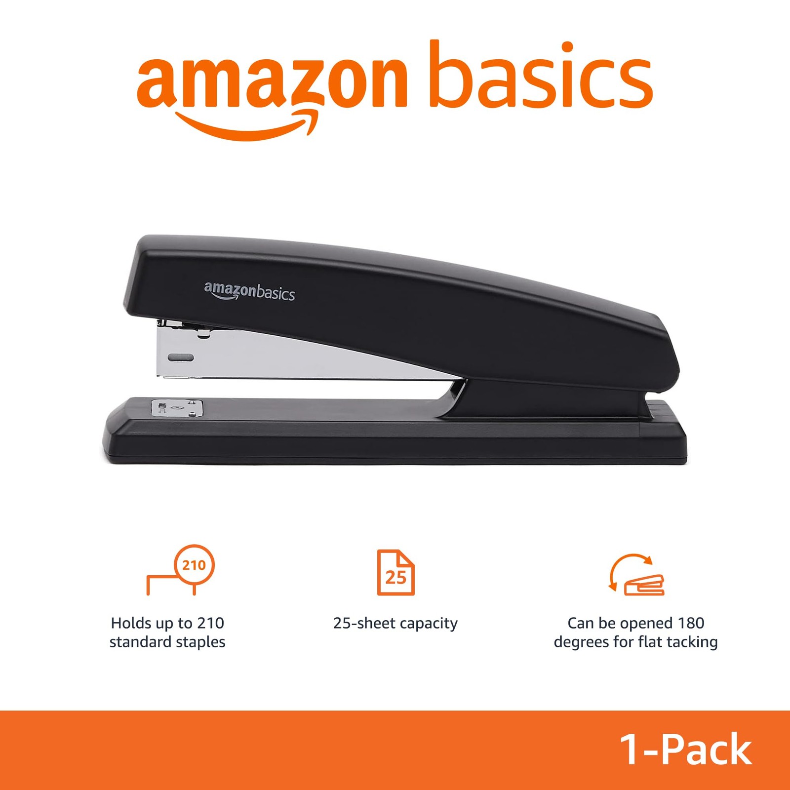 Amazon Basics Office Stapler with 1000 Staples, 25 Sheet 1-Pack, Black