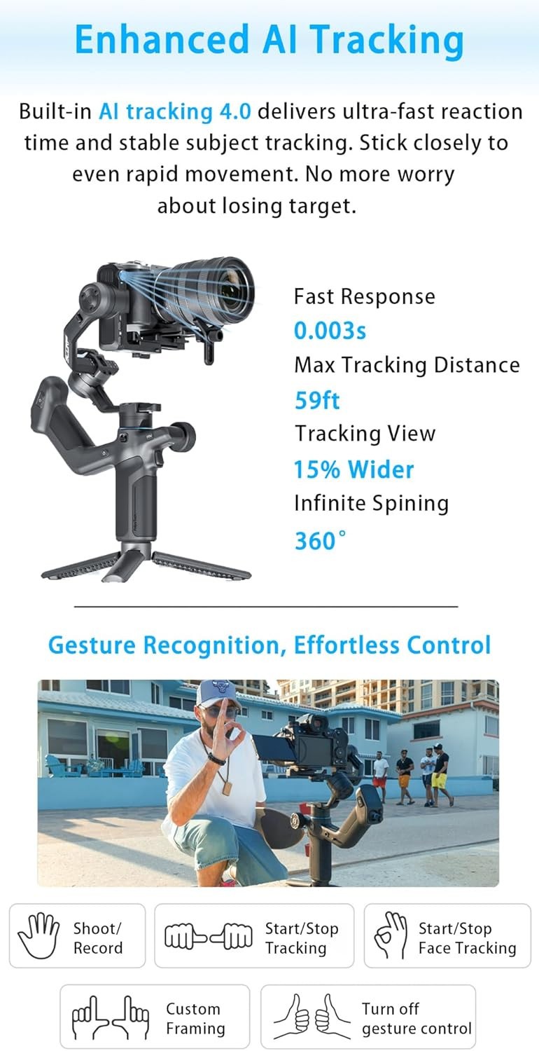 FeiyuTech SCORP Mini 3 Pro Kit, AI Tracking Camera Stabilizer w/ Accessories
