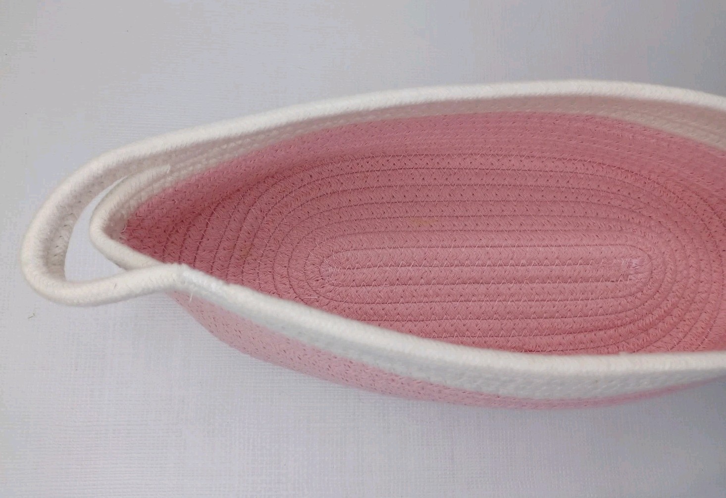 Pink Oval Woven Fabric Gift Basket