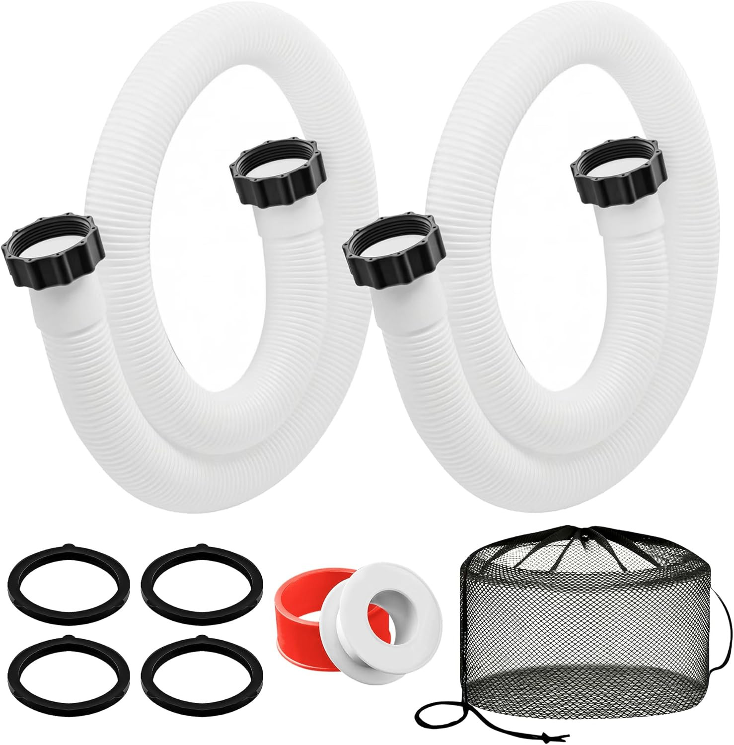 2 Pack 1.5" X 59" Long Pool Hoses for above Ground Pools Universal PE Pool Pump