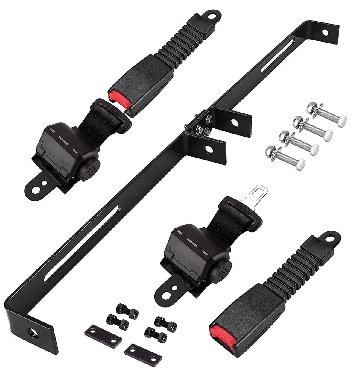 Universal 2 Passenger Retractable Seat Belts and Bracket Kit for Club Car,EZG...