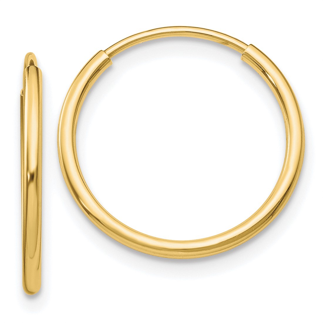 20mm 10k Yellow Gold Polished Endless Tube Hoop Earrings 10T961