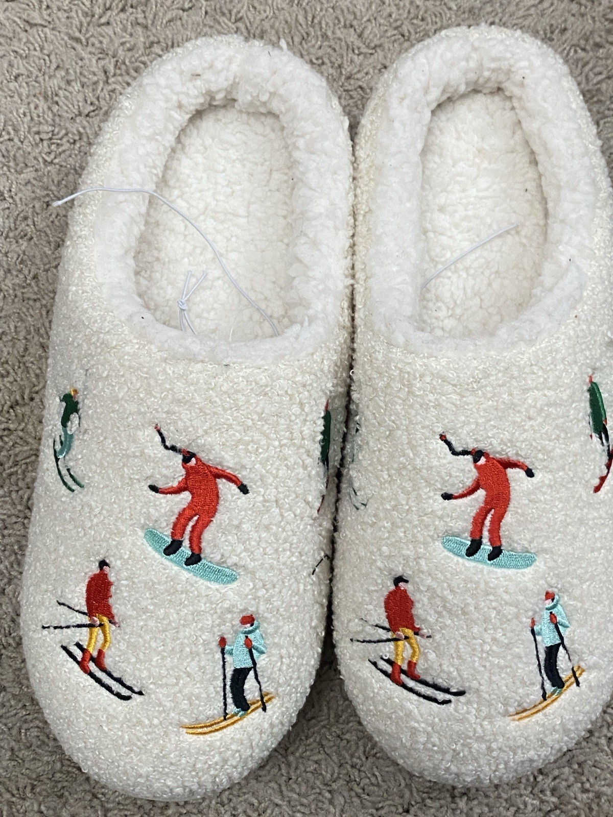 Wondershop Slipper's Adult Skier Ivory XL Men's 9-10, Woman's 11-12 Hard Sole