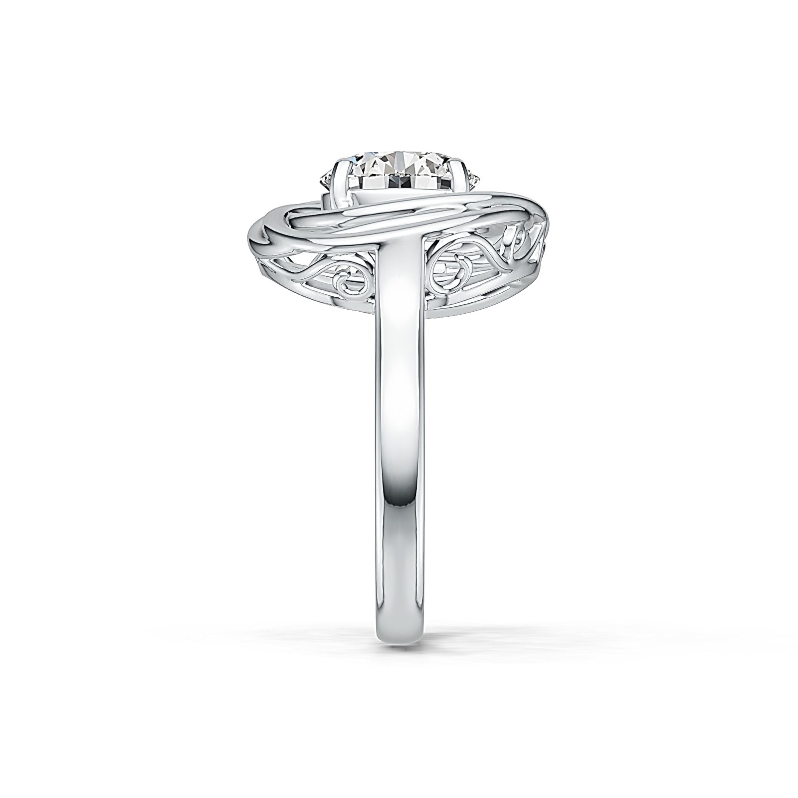 Sterling Silver Semi Mount Ring Setting Round RD 9x9mm Swirl Infinity Design