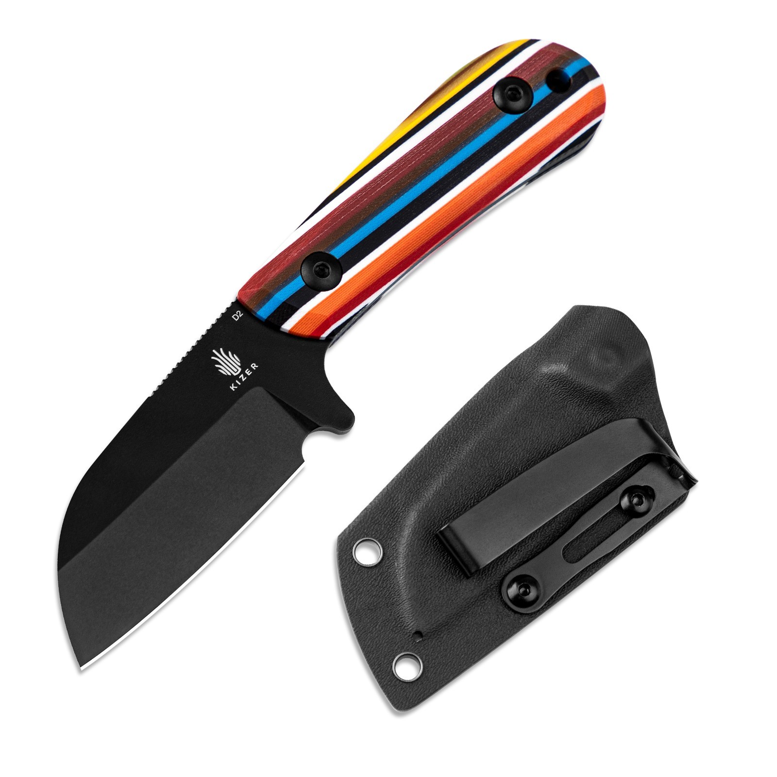 Kizer Deckhand EDC Fixed Knife D2 Blade G10 Handle With Sheath 1062M3 Camping