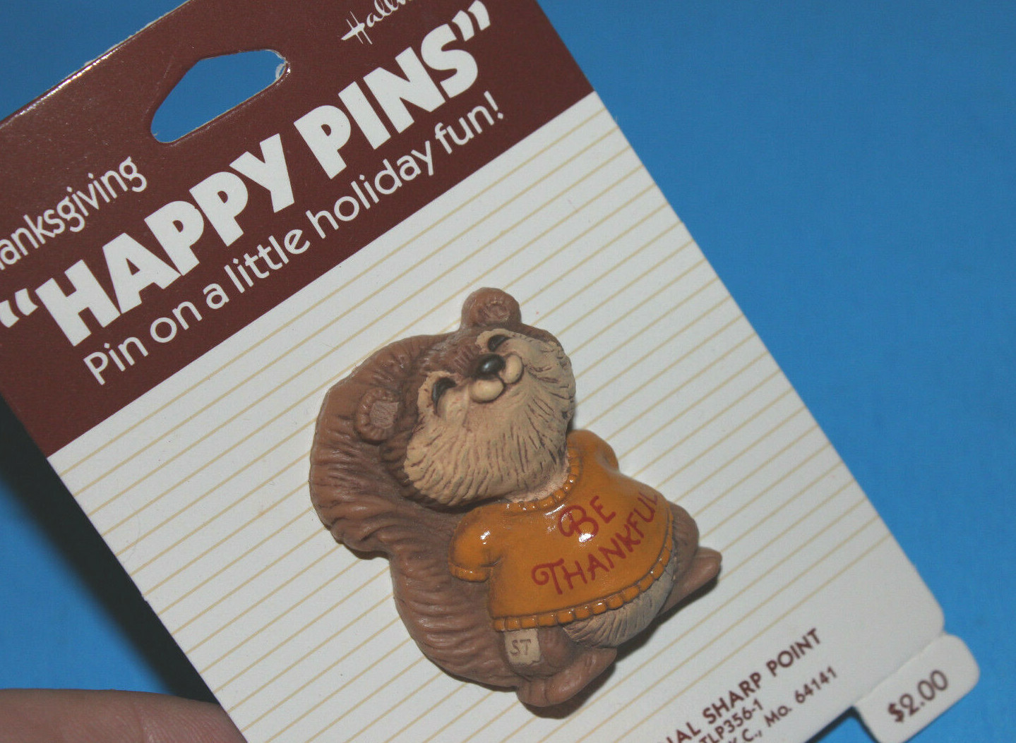 Vintage Hallmark Pins - Cornucopia and Squirrel