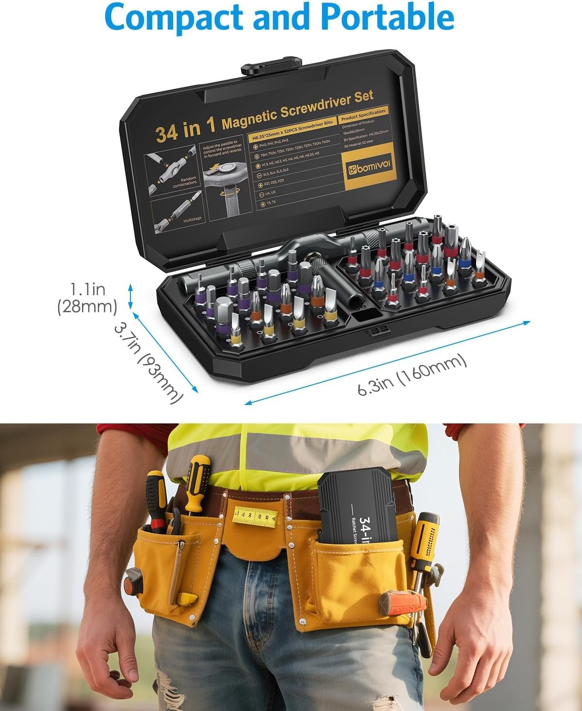 DIY Ratchet Screwdriver Set, Upgraded 34 in 1 Magnetic Screwdriver Set for Ch...