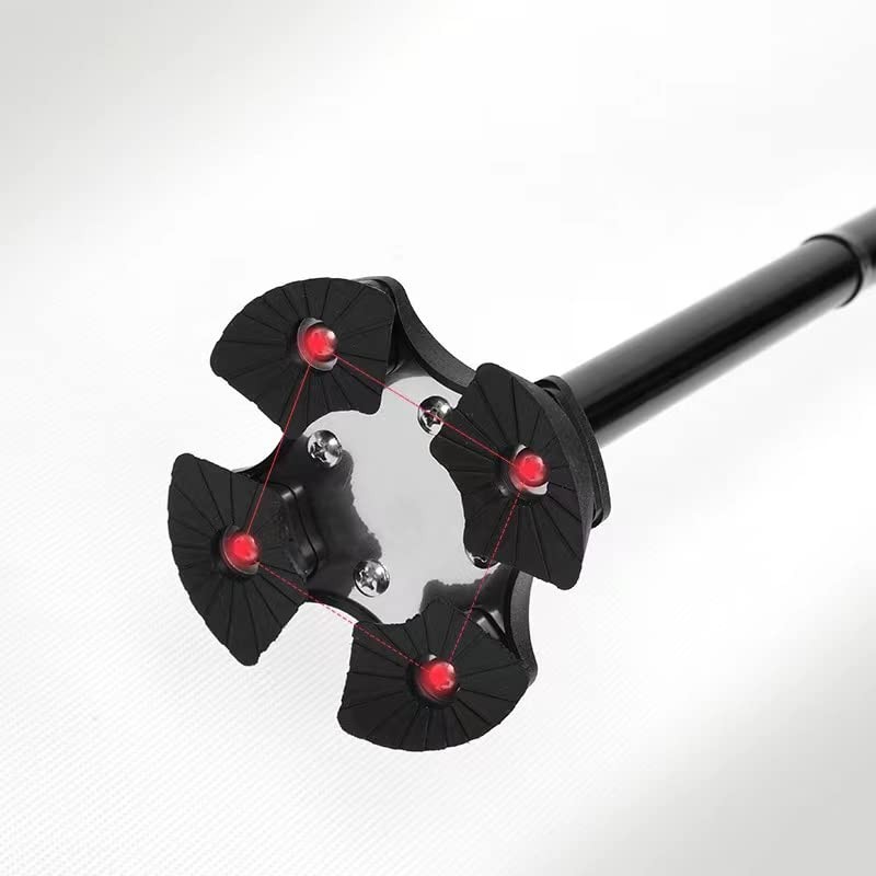 Folding Cane with LED Light, Adjustable Height 33-38" | Pivoting Quad Base for