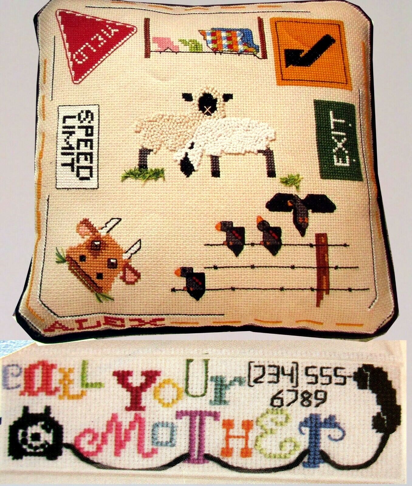Traveling Highway Highlights Exit Yield Call Your Mother CROSS STITCH PATTERNS