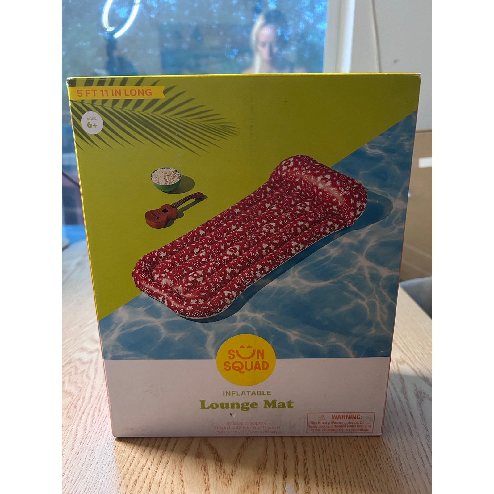 New Sun🌞 Squad Red Bandana Design inflatable lounge mat size 5’ 11” Long