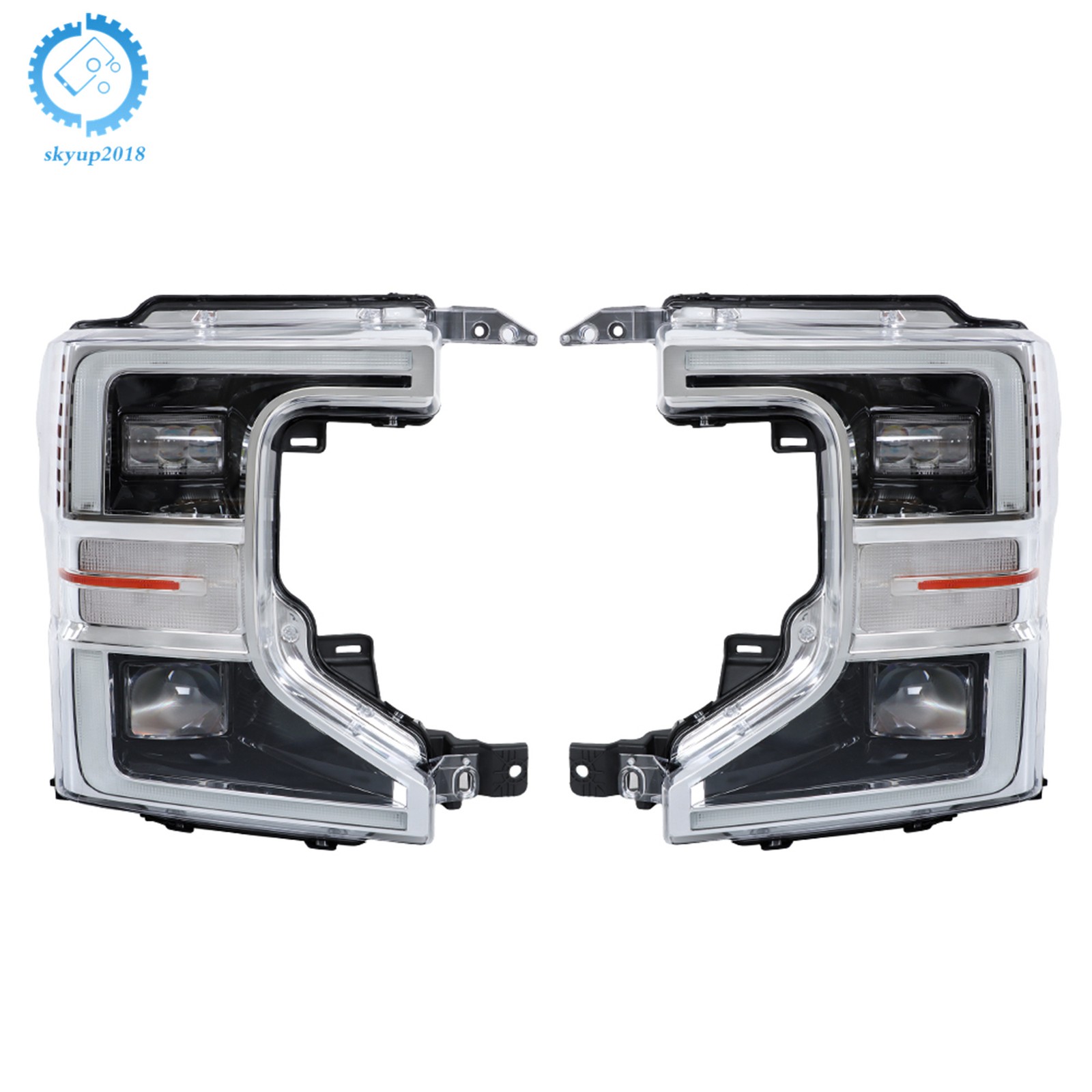 LED Headlight For Ford F250 F350 2020-2022 Headlamps Left+Right Side Pair Chrome