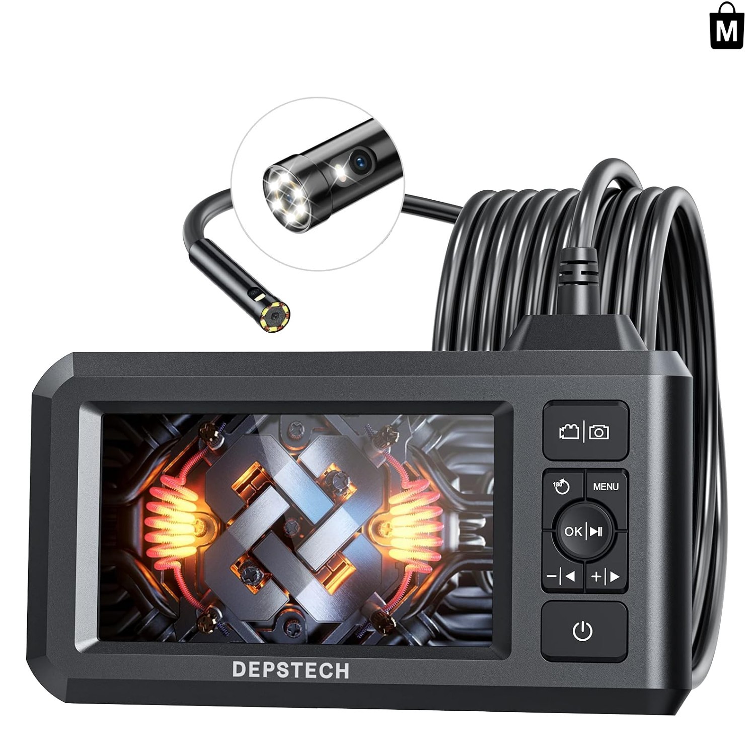 Crisp 1080P Dual Lens Endoscope with Semi-Rigid Cable – Perfect for Mechanics