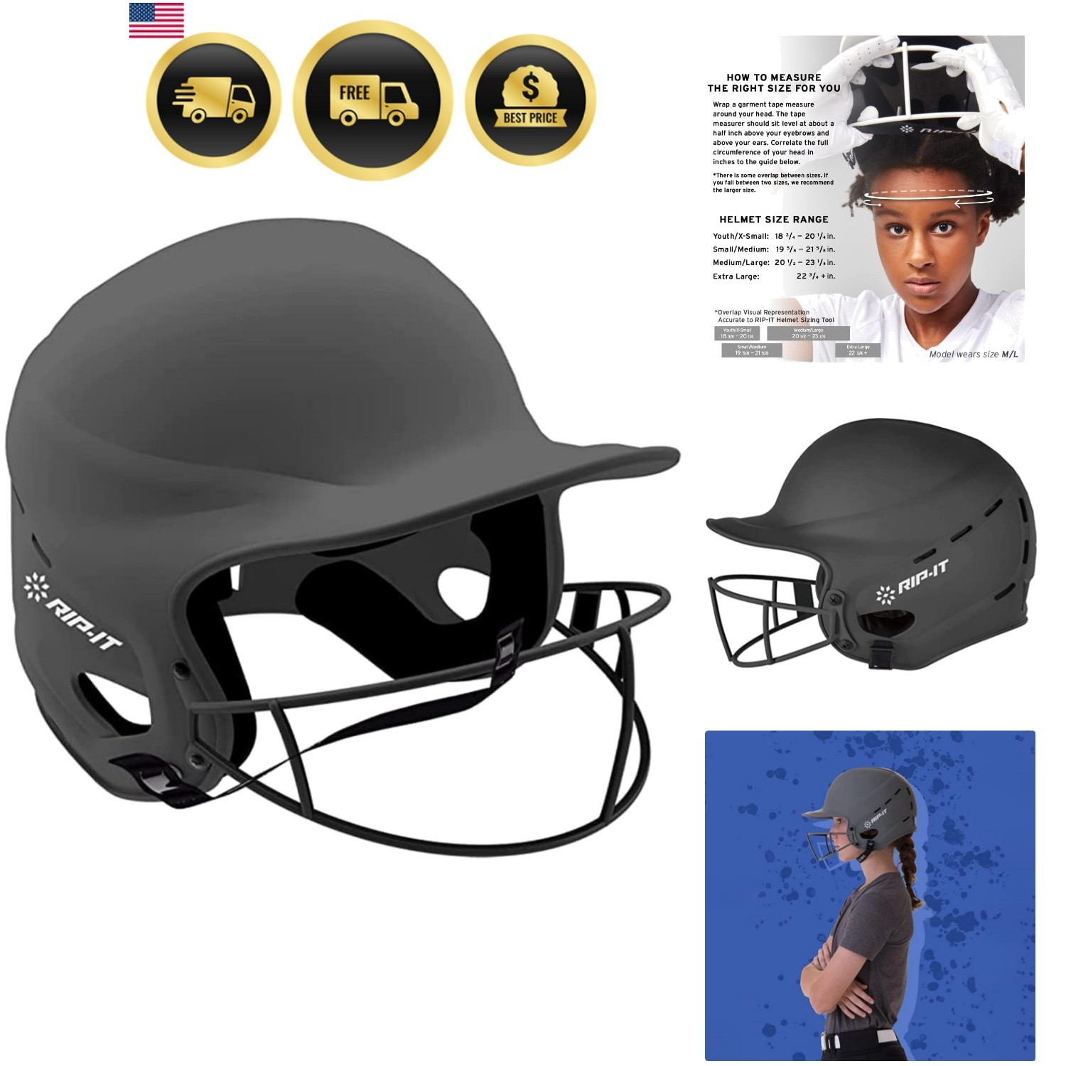 Vision Pro Softball Batting Helmet | Matte | Lightweight Womens Sport Equipment