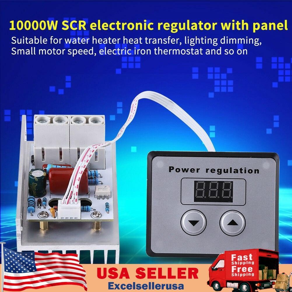 10000W SCR Digital Voltage Regulator Speed Control Dimmer Thermostat AC 220V US