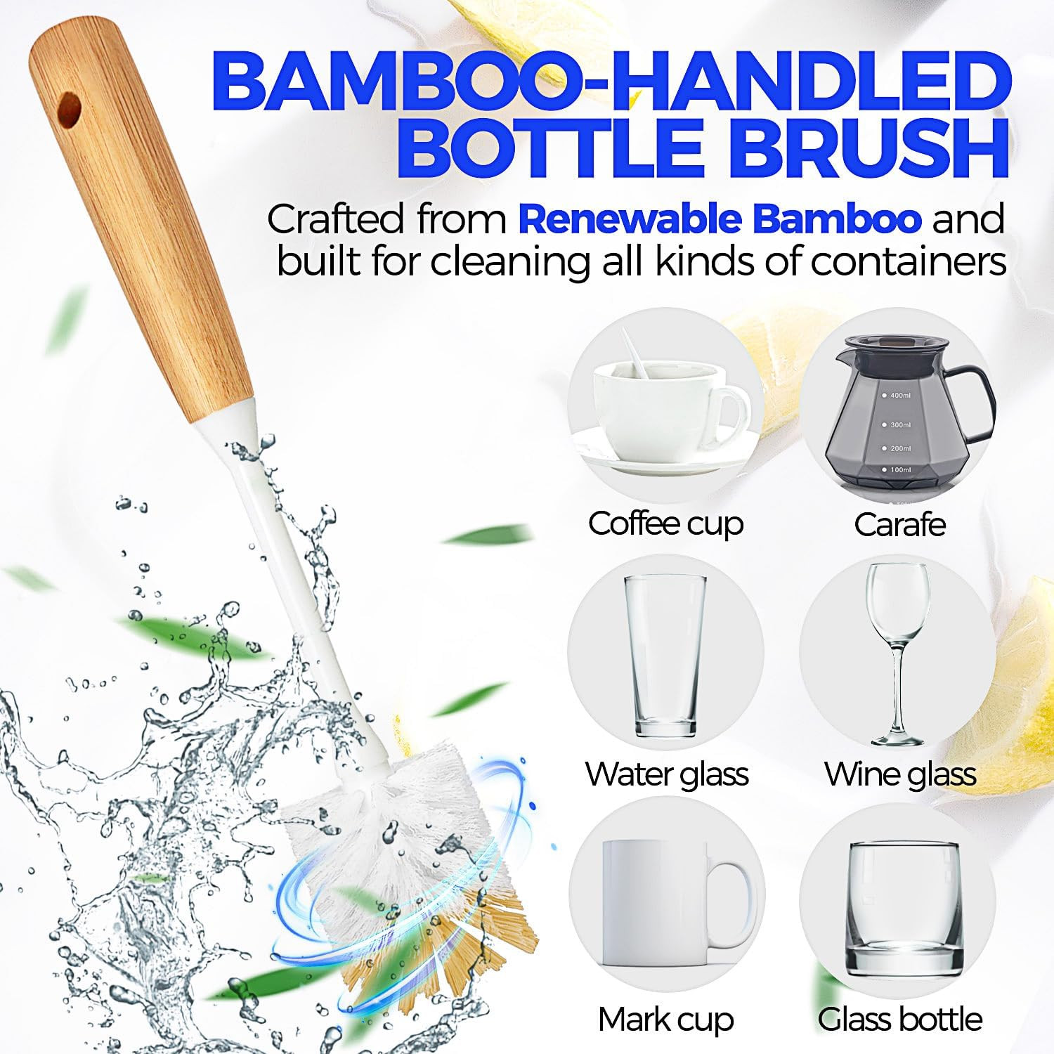 6 Pack Dish Brush Kitchen Brushes Set with Vegetable Palm Brush, Bottle Brush, D
