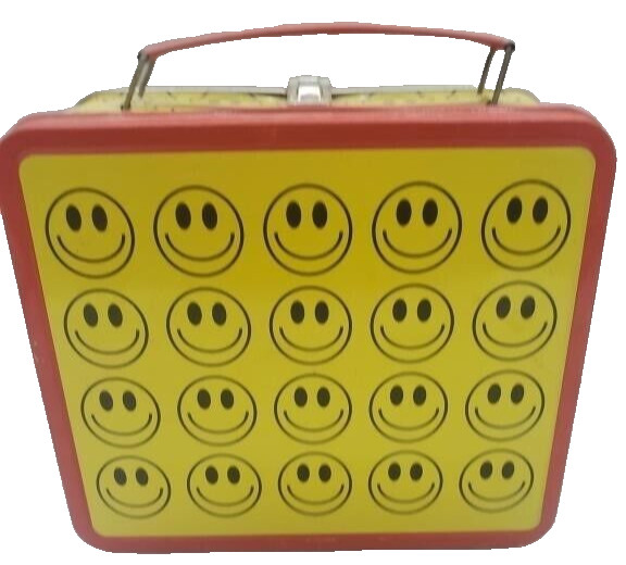 Metal Smiley Faces Lunch Box TM & Brainiaks Inc Van Nuys CA