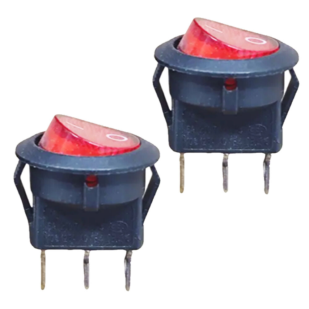 4x For SPST 3 Pin ON/OFF Round Rocker Switch With Red Neon Lamp 10A/125VAC NEW