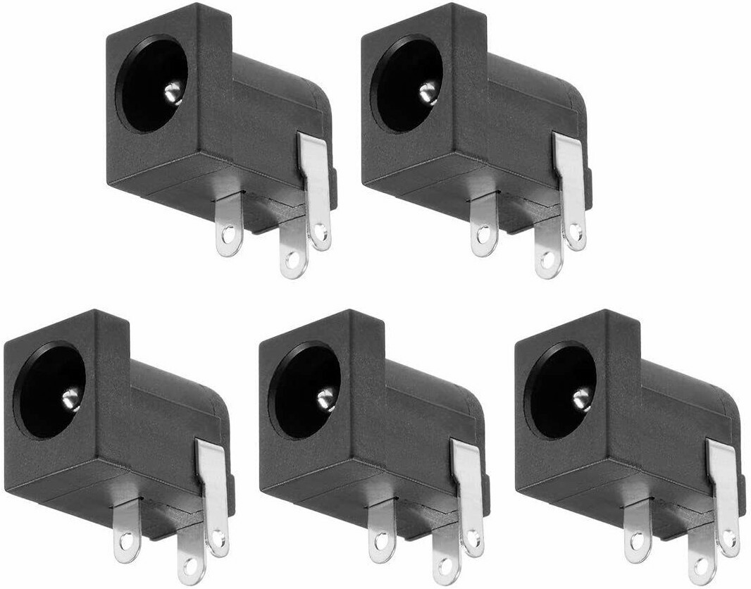 5 pcs DC-005 3Pin Black DC Power Jack Socket Connector 5.5*2.1mm