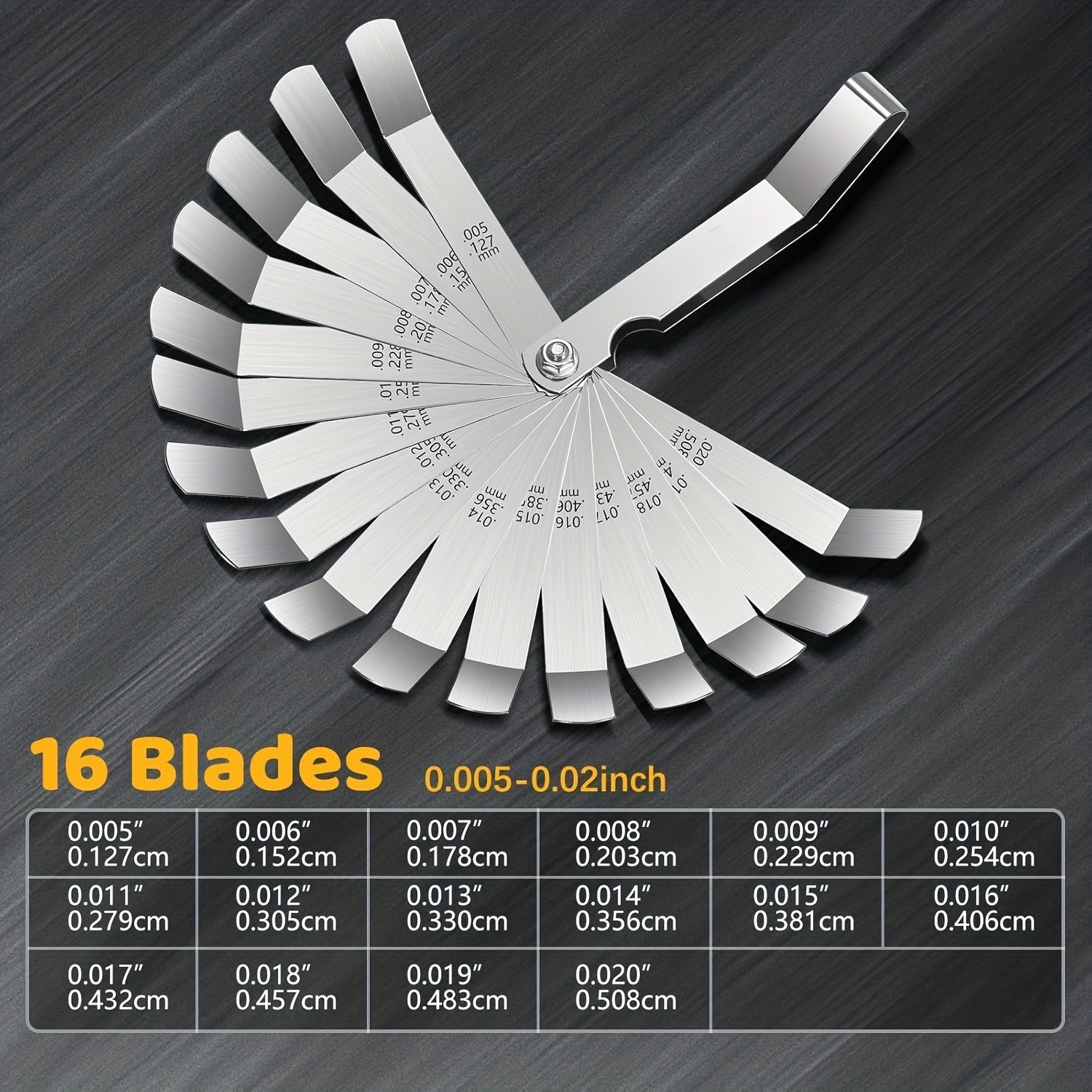 Stainless Steel 16x Blade Feeler Gauge Valve Offset Feeler Gauge Measuring Tool