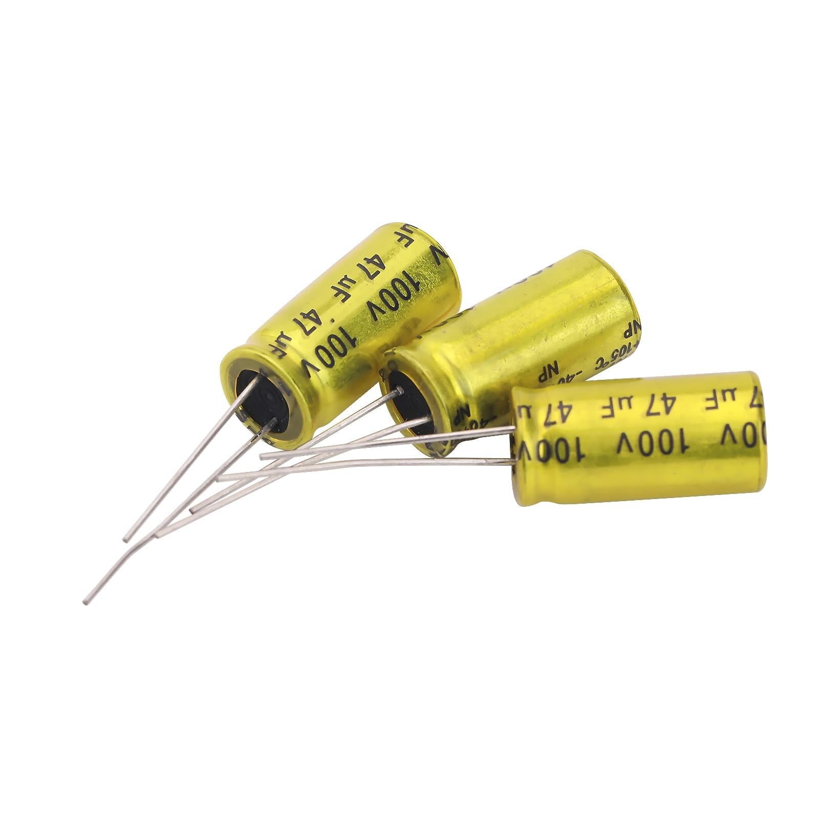 10Pcs 47uF 100V Non-Polarized Electrolytic Capacitor 10x20mm(0.39x0.79in) NP ...