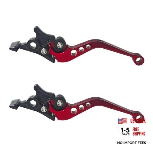 1 Pair Motorcycle Brake Clutch Levers, CNC Aluminum Alloy Handle Set for Red