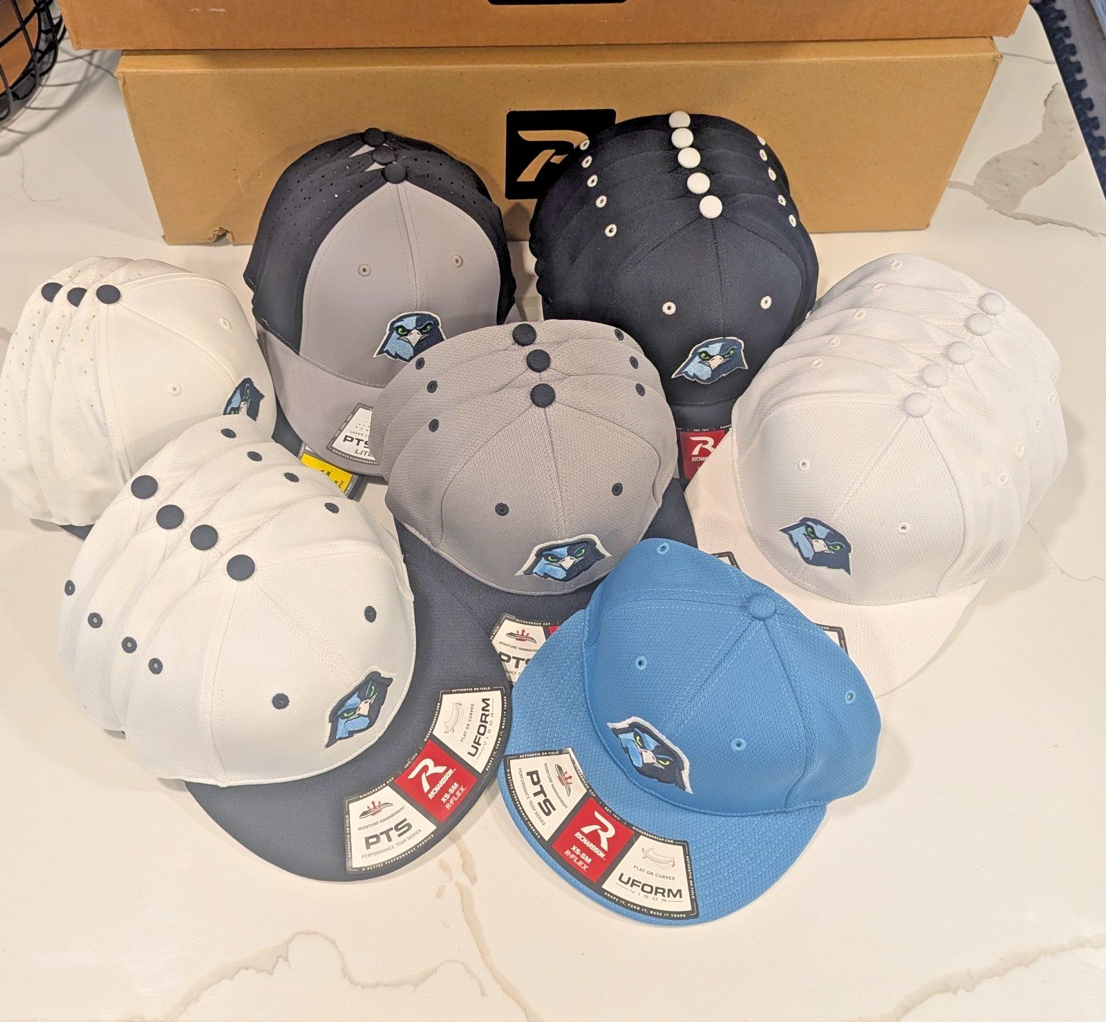Baseball Hat BUNDLE LOT 24 Hats - Richardson PTS Fitted Flexfit Embroidered Logo